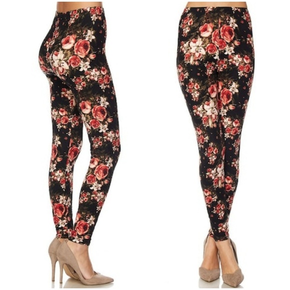 Last! Rustic Rose Buttery Soft Leggings - Picture 2 of 4